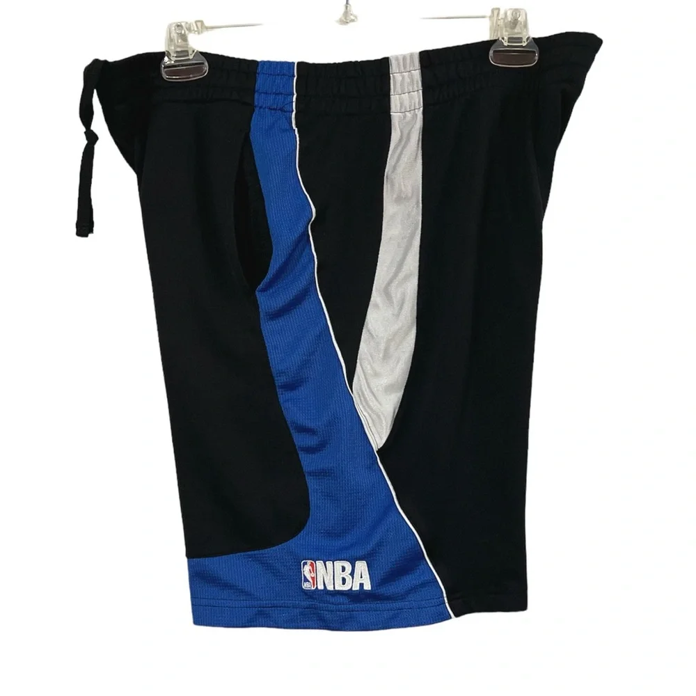 NBA Mens Athletic Shorts Size L Black Blue Basketball Sports Gym Activewear